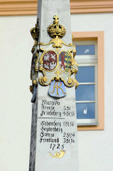 Kopie der historischen sächsischen Postmeilensäule / 18. Jahrhundert am Plac Pocztowy in Zgorzelec;