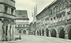 Historische Ansicht vom Görlitzer Untermarkt - in der Bildmitte die Ratsapotheke und die Türme der St. Peter und Paul Kirche / Peterskirche