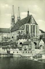 Turbinengebäude an der Neiße bei Görlitz - Kirchenschiff der St. Peter und Paul Kirche / Peterkirche.