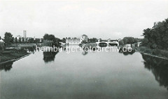 Altes Bild vom Wasserkraftwerk in Nymburk / Neuenburg an der Elbe; Industriearchitektur - Baustil Jugendstil / Art Nouveau.