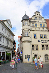 Stadtschloss 'Hagensches Freihaus', Straße Zwischen den Städten in Quedlinburg, erbaut 1566 im Renaissancestil - Adelshaus für Christian von Hagen. Abb 1633 diente das Anwesen als Residenz des Stifthauptmanns, jetzt Hotel.