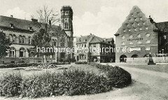 Historische Ansicht aus Aschersleben - Blick von der Bestehornstrasse zum Bestehornhaus und Postamt.