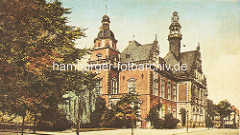 Historische Aufnahme vom Rathaus Hamburg Harburg; erbaut 1892 im Neorenaissancestil - Architekt Christoph Hehl.