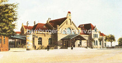 Altes Bild vom Harburger Bahnhof - Historisches Bahnhofsgebäude / Empfangsgebäude vom Harburger Bahnhof, eröffnet 1897 - Architekt Hubert Stier.