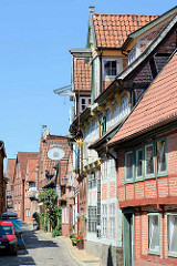 Historische Fachwerkarchitektur in der Elbstraße von Lauenburg / Elbe.