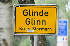 Ortschild von GLINDE - Glinn, Kreis Stormarn.