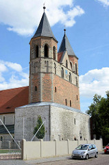 St. Marienkirche in Aken / Elbe - ursprünglich erbaut 1188, 1485 abgebrannt; Sie wurde dann nach dem Vorbild der Nikolaikirche wieder aufgebaut.