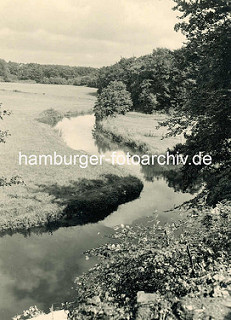 Historische Ansicht vom Lauf der Bille durch die Wiesen bei Bergedorf.