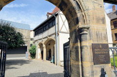 Eingang Geburtshaus von Martin Luther in Eisleben, Teil des UNESCO Weltkulturerbes.