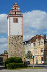 Alte Wehranlage der Stadt Aken / Elbe - Köthener Torturm, erbaut 1288 zur jetzigen Form umgebaut um 1500.