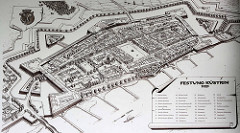 Historische Ansicht der Festung Küstrin  / Kostrzyn - Polen - mit Altstadt und lks. teilweise Ansicht