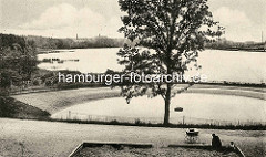 Historsche Aufnahme vom Harburger Stadtpark - Blick auf den Aussenmühlenteich.
