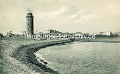 Historisches Cuxhaven -  Deichbefestigung und Leuchtturm / Restaurant am Hafen.