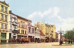 Wandsbek historisch - altes Bild von der Lübecker Straße; Geschäfte / Einzelhandel, Pferdefuhrwerke.