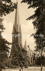 Historische Aufnahme von der 1901 erbauten Christuskirche in der Stadt Wandsbek / Architekt Fernando Lorenzen.