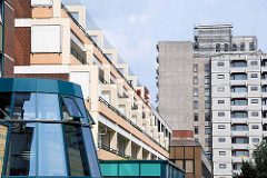 Großwohnsiedlung Hamburg Mümmelmannsberg - Stadtteil Billstedt; erbaut zwischen 1970 und 1979 / Architektur der 1980er Jahre.