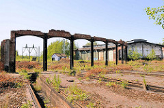 Ehem. Bahnanlage Hamburg Wilhelmsburg - stillgelegt nach der Inbetriebnahme des Rangierbahnhofs Maschen um 1980.