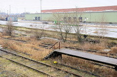 Gleisanlagen am Überseezentrum in Hamburg Kleiner Grasbrook Holthusenkai / Moldauhafen.