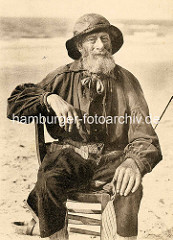 Historische Fotografie - alter Fischer mit weissem Bart - Blankenberghe / Belgien.
