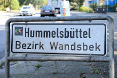 Ortsschild Hamburg Hummelsbüttel - Bezirk Wandsbek.