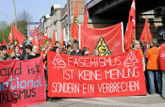 Faschismus ist keine Meinung sondern ein Verbrechen - IGM Jugend, Demonstration in Hamburg Barmbek.