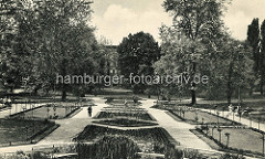 Alte Fotografie einer symmetrischen Parkanlage in Stettin.