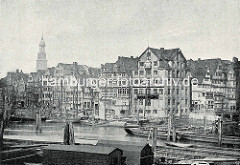 Geschichte des Hamburger Hafens in Bildern;  Blick über den Binnenhafen  zur Straße Kajen.