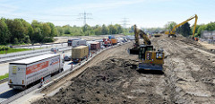 Baustelle an der Autobahn in Hamburg Eidelstedt, Verkehr / Stau am Dreieck Hamburg Nordwest.