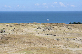 Blick von der Hohen Düne / Parnidis-Düne bei Nida auf das Kurische Haff in Litauen.