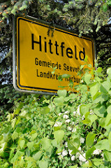 Ortschild / Stadtschild von Hittfeld, Gemeinde Seevetal - Landkreis Harburg.