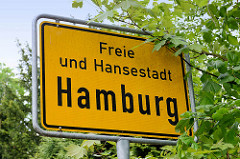Stadtgrenze Hamburg - Schild Freie und Hansestadt Hamburg.
