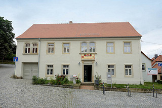 Denkmalgeschütztes Gebäude - ehem. Schösserei / Unterburg in Strehla, jetzt Nutzung als Heimatmuseum.