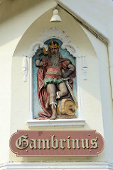 Gasthaus / Restaurant Gambrinus in Hittfeld. Gambrinus ist ein legendärer König, der als Erfinder des Bierbrauens angesehen wurde / Gegenstück zu dem Weingott Bacchus.