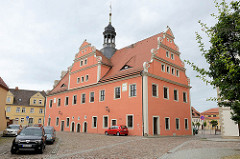 Rückseite vom Rathaus in Belgern; errichtet 1578 als Renaissancebau.