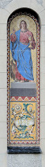 Eingangstor der Albrechtsburg / Torturm - seitliche Bogenfelder mit Graffitten nach Entwürfen von Wilhelm Walther; Hl. Evangelist Johannes.