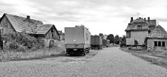 Gewerbegebiet - verlassene Gebäude beim Bahnhof Belgern; die Bahnstrecke wurde 1962 stillgelegt.
