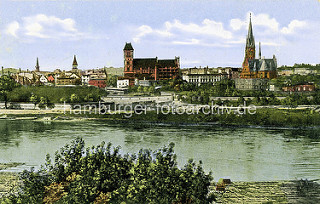 Historische Ansicht von Thorn an der Weichsel - Altstadt mit Kirchen.