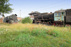 Alte Dampfloks auf dem Bahnbetriebsgelände von Toruń - lks. die PKP Dampflok Ol 49-50, re. die Lokomotive Ol 49-3.