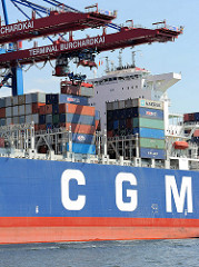 Fotos von der Arbeit im Hamburger Hafen - löschen der Containerladung der CALLISTO am Burchardkai; das 363 m lange und 45m breite Containerschiff kann ca. 11400 TEU transportieren und hat einen Tiefgang von 15m.