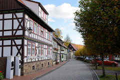 Wohnhäuser, Fachwerkarchitektur in der Rittergasse von Stolberg / Harz.
