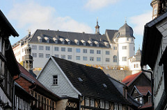 Schloss Stolberg / Harz. Baustil Renaissance - errichtet 1547, Entwurf Andreas Günther. Umbauten um 1700 - ab 1947 Nutzung als FDGB Ferienheim - danach Verkauf + Planung für ein Hotel, jetzt im Besitz der Deutschen Stiftung Denkmalschutz.