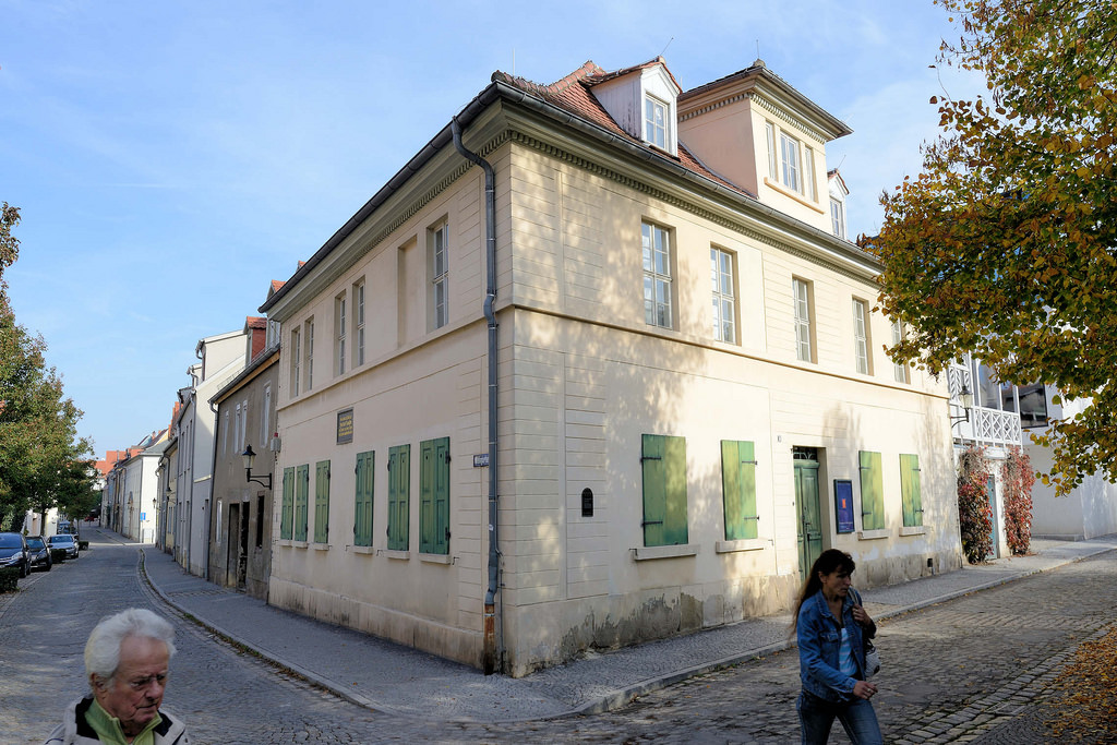 Hansestädte Foto „Nietzsche Haus in der Straße Weingarten