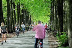 Promenade in Münster - ehem. Befestigungsring der Stadt; Baumallee. Rundweg für Spaziergänger, Fahrradfahrer und Skater.