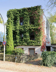 Wohnhaus mit Efeu bewachsene Fassade in der Seestraße von Hamburg Groß Flottbek.