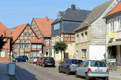 Historische Architektur,  Wohn und Geschäftshäuser in der Königstraße / Klingbergstraße von Boizenburg / Elbe.