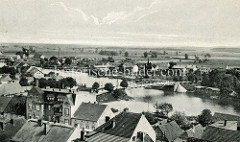 Historische Ansicht vom Blick auf die Alte Oder  und die Bogenbrücke bei Oderberg.