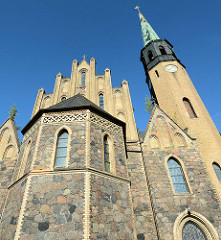 St. Nikolaikirche in Oderberg, neugotischer Backsteinbau, errichtet von 1853 bis 1855; Architekt F. A. Stüler.