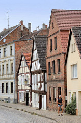 Historischen Bebauung in der Straße Bischofsberg der Hansestadt Havelberg.