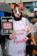 Tierschützer*innen demonstrieren gegen umstrittenes Tierlabor LPT am 16.11.19. in Hamburg.