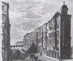 Bilder aus der Hamburger Innenstadt - Stadtteil Neustadt. Historische Ansicht der ab 1880 entstandenen Hamburger Colonnaden - im Hintergrund der Stephansplatz.